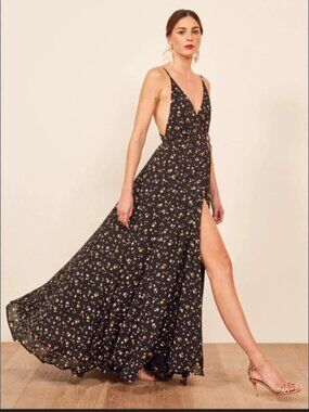 Reformation Callalily Black Floral Dress New With Tags